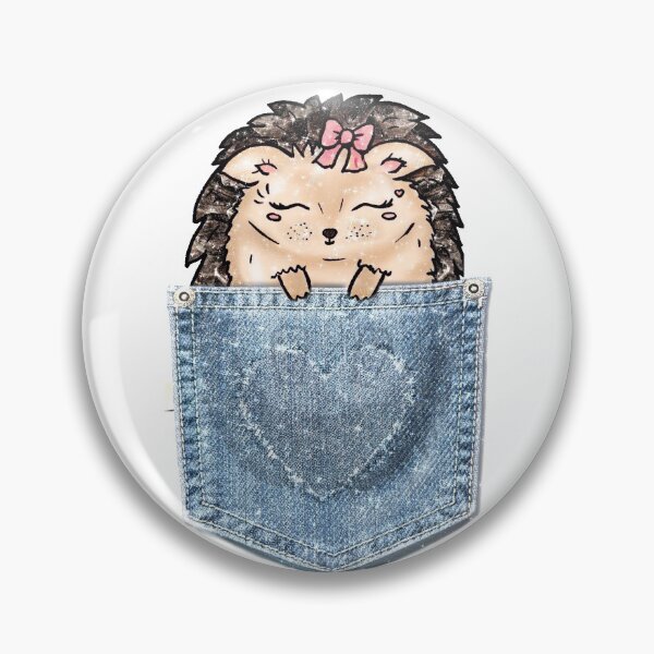 Item preview, Cute Pastel Hedgehog in a Denim Pocket Kawaii Fashion designed and sold by Jolly-Yosei.