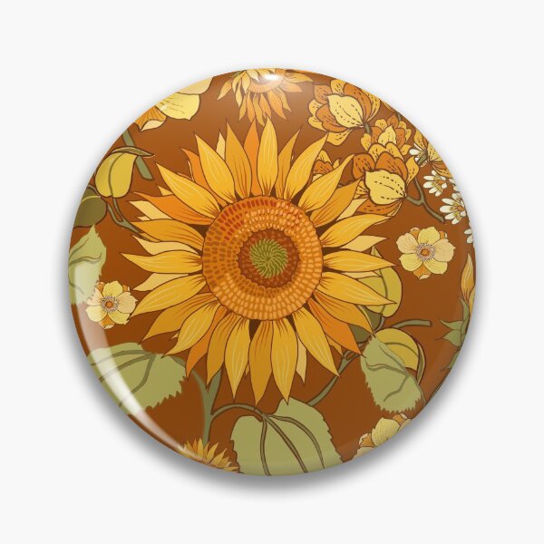 Item preview, 70s vintage retro flowers warm colors, orange, boho,  designed and sold by chrissyink.