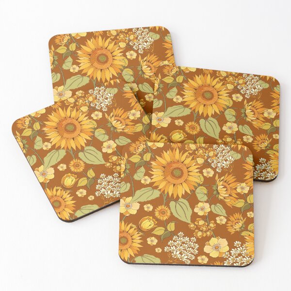 Item preview, 70s vintage retro flowers warm colors, orange, boho,  designed and sold by chrissyink.