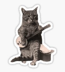 Cat Playing Banjo Guitar Sticker