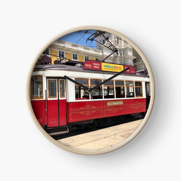 Red Tram Of Portugal Clock