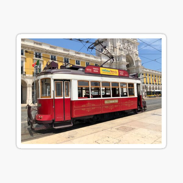 Red Tram Of Portugal Sticker