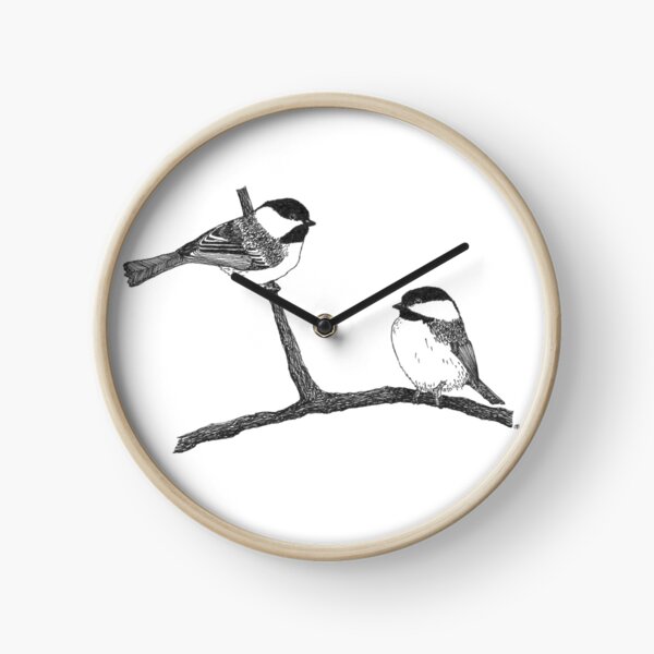 Pair of Black Capped Chickadees Clock