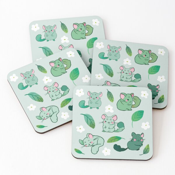 Item preview, Chinchilla- Cute Green and White Cartoon Animal Pattern designed and sold by TheRainbowRoom.