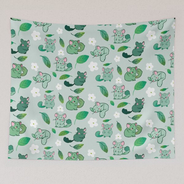 Item preview, Chinchilla- Cute Green and White Cartoon Animal Pattern designed and sold by TheRainbowRoom.
