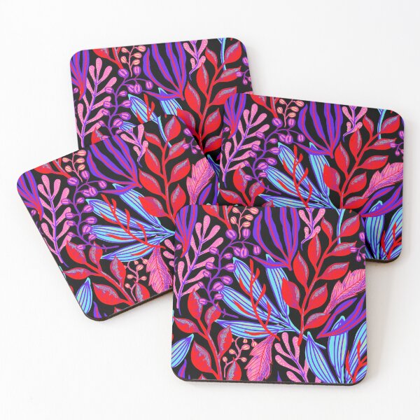 Item preview, Colorful tropical leaves and plants on dark designed and sold by Giree07.