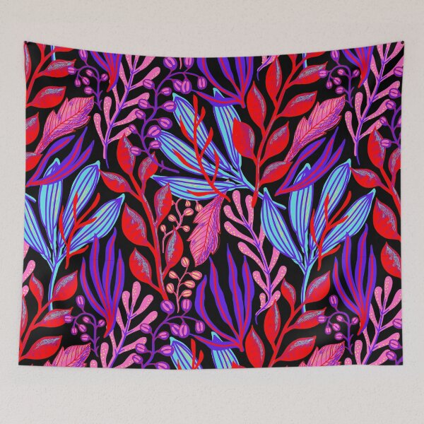 Item preview, Colorful tropical leaves and plants on dark designed and sold by Giree07.