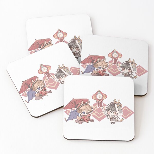 Item preview, Chibi Childe and Zhongli Genshin Impact Lantern Festival  designed and sold by Genkigecko.