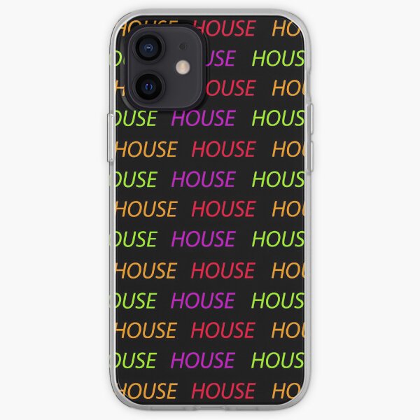 House pattern multicolored music type black background iPhone Soft Case