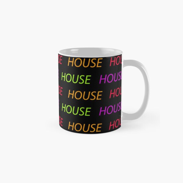 House pattern multicolored music type black background Classic Mug