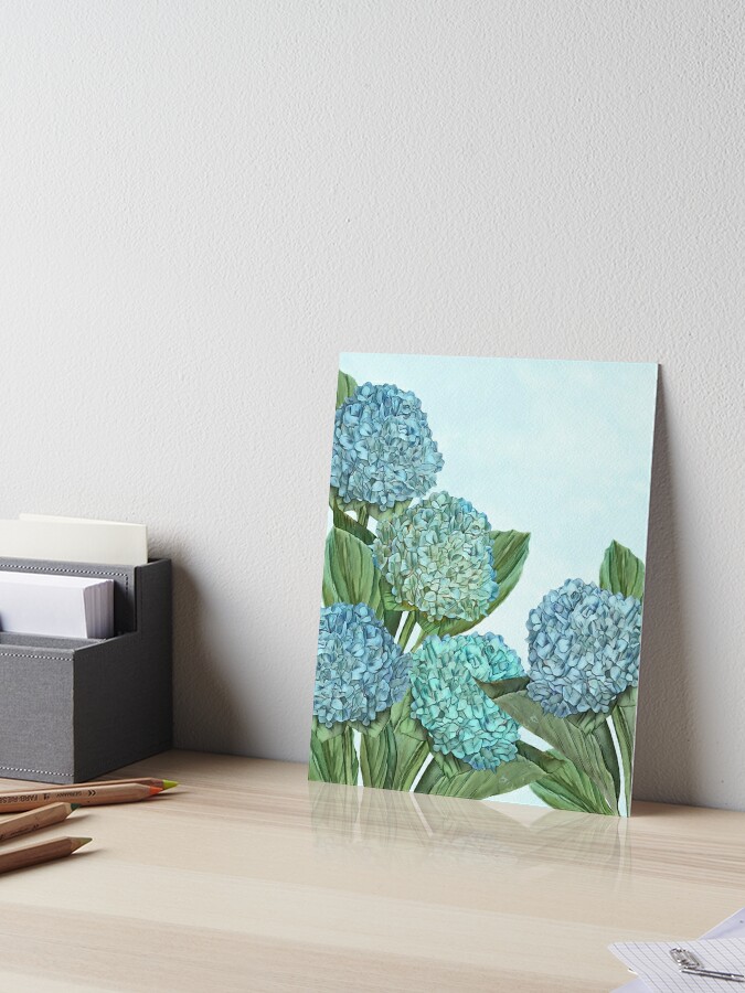 Botanical Blue Hydrangea Floral Elegant Garden Bouquet  Art Board