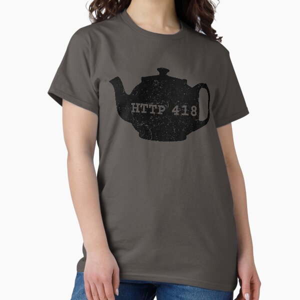 Vista previa del artículo con la obra «HTTP 418: soy una tetera», diseñado y vendido por Tech-e-Tees.