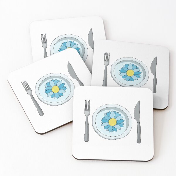 Item preview, Flowered Plate, Fork And Knife - Blue designed and sold by Chubuter.