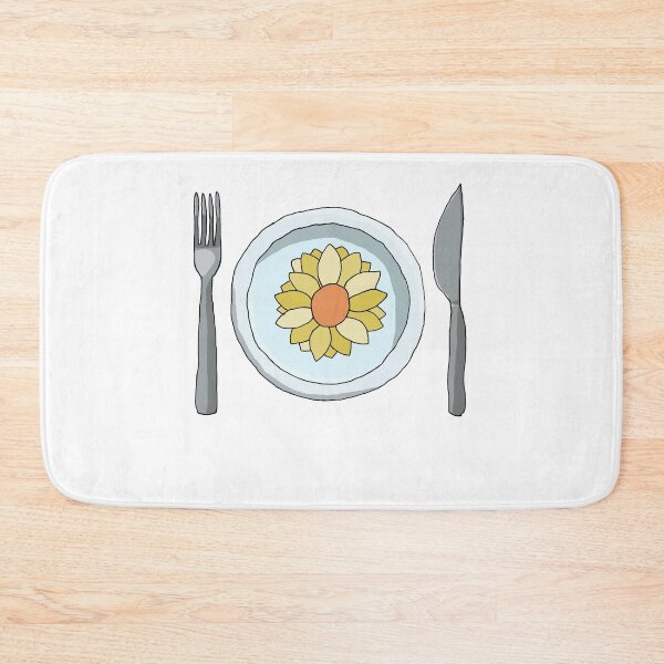 Item preview, Flowered Plate, Fork And Knife - Yellow designed and sold by Chubuter.