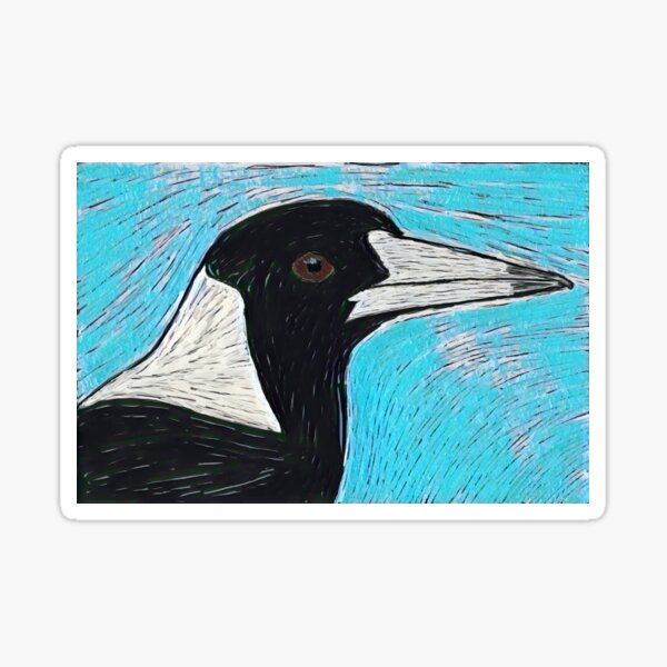 Item preview, Magpie in woodblock style designed and sold by IbuJenArt.