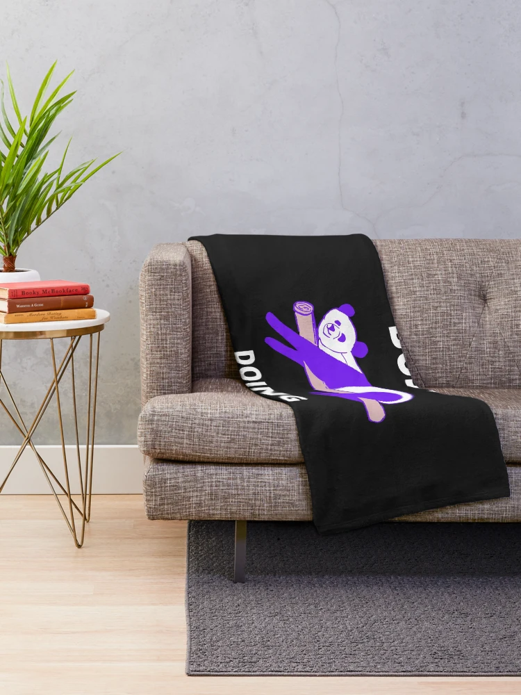 Thumbnail 2 of 6, Throw Blanket, Busy Doing Nothing Panda  designed and sold by DesignsofNote.