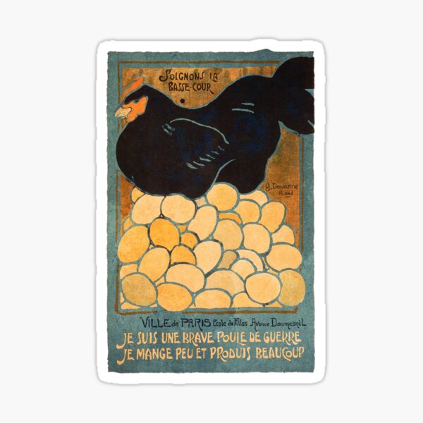 Brave Chicken of War - Vintage Style WWI French War Poster - 1917 Sticker