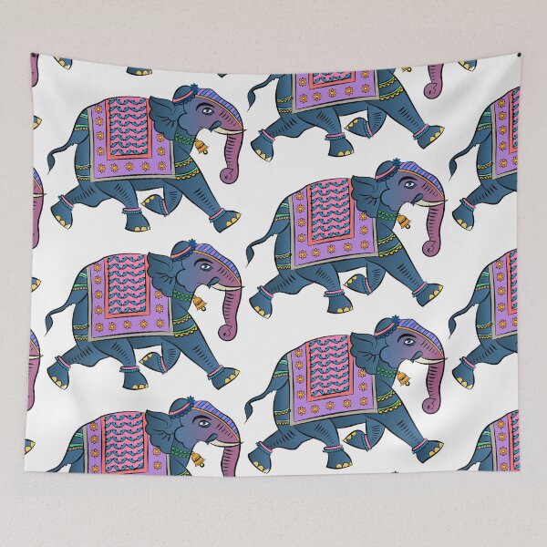 Item preview, Elephant rendered in Pichwai style. Indian folk art. designed and sold by Gurunath Bhadekar.