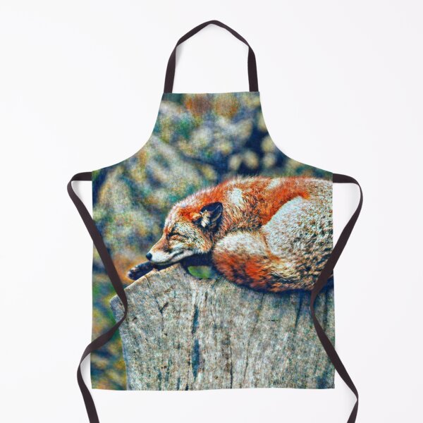 Item preview, Fox lies on a stump in the forest, vintage style designed and sold by crea-homedesign.