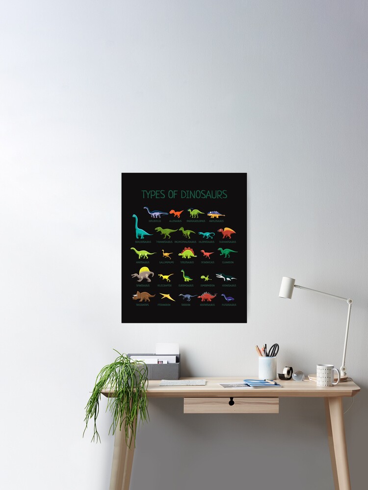 Kids Types Of Dinosaurs Dino Identification Poster