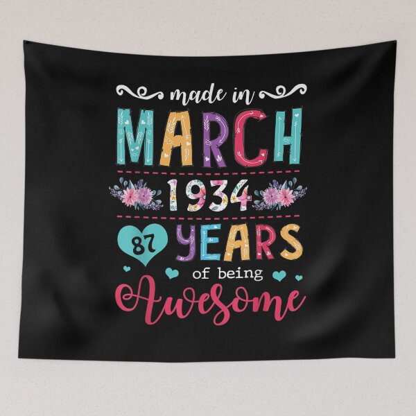 Item preview, March Girls 1934 Birthday Gift 87 Years Old Made In 1934  designed and sold by servantdep.