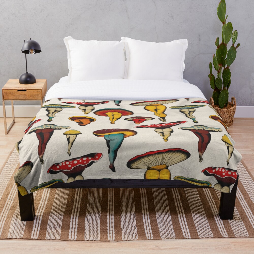 "Sexy Mushroom" Throw Blanket by lloydgeiger Redbubble