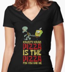 Camiseta entallada de cuello en V Krusty Krab Pizza - Bob Esponja