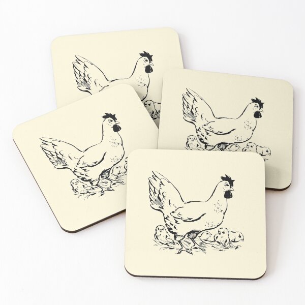 Item preview, Chicken and Chicks on Cream designed and sold by katiekendall.