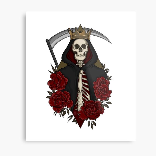 Santa Muerte Art Design Tattoo Death Mrs Roses Metal Print By Anziehend Redbubble