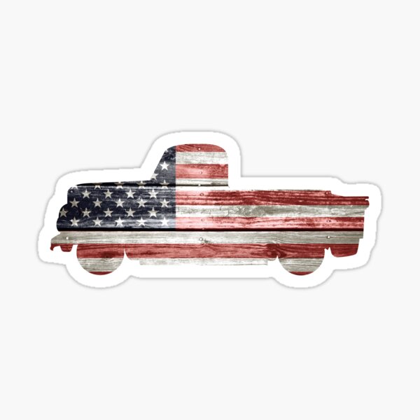 Patriotic Vintage Pickup Truck Sticker