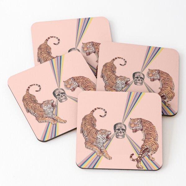 Item preview, Tigers rainbow skull in pink designed and sold by ESCAPZ.