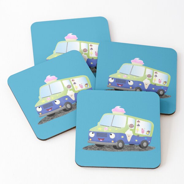 Item preview, Cute happy ice cream truck cartoon designed and sold by FrogFactory.