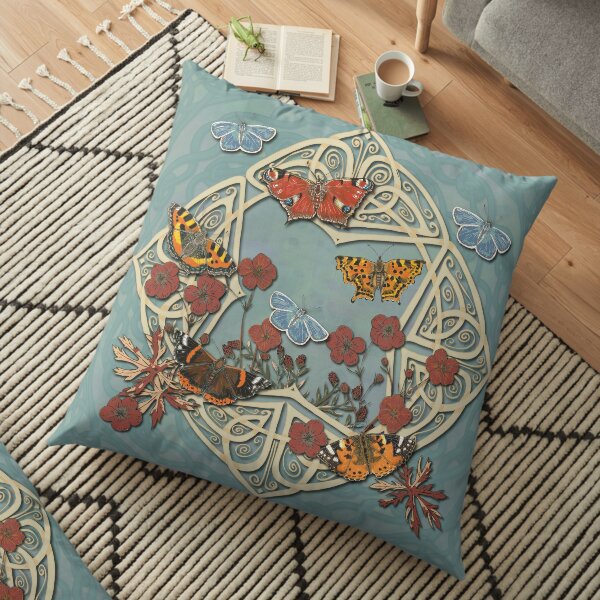 Butterfly Celtic Garden Fantasy Floor Pillow
