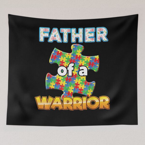 Item preview, Father Of A Warrior Autism Awareness Rainbow Puzzle Ribbon  designed and sold by servantdep.