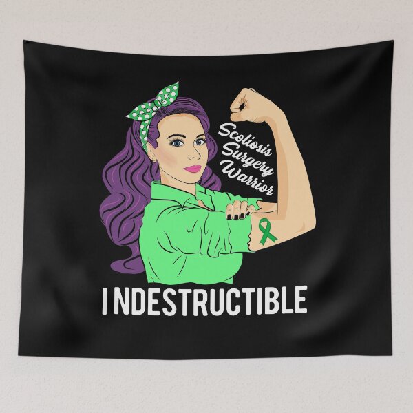 Item preview, Scoliosis Surgery Warrior Indestructible Awareness Fighter designed and sold by ZNOVANNA.