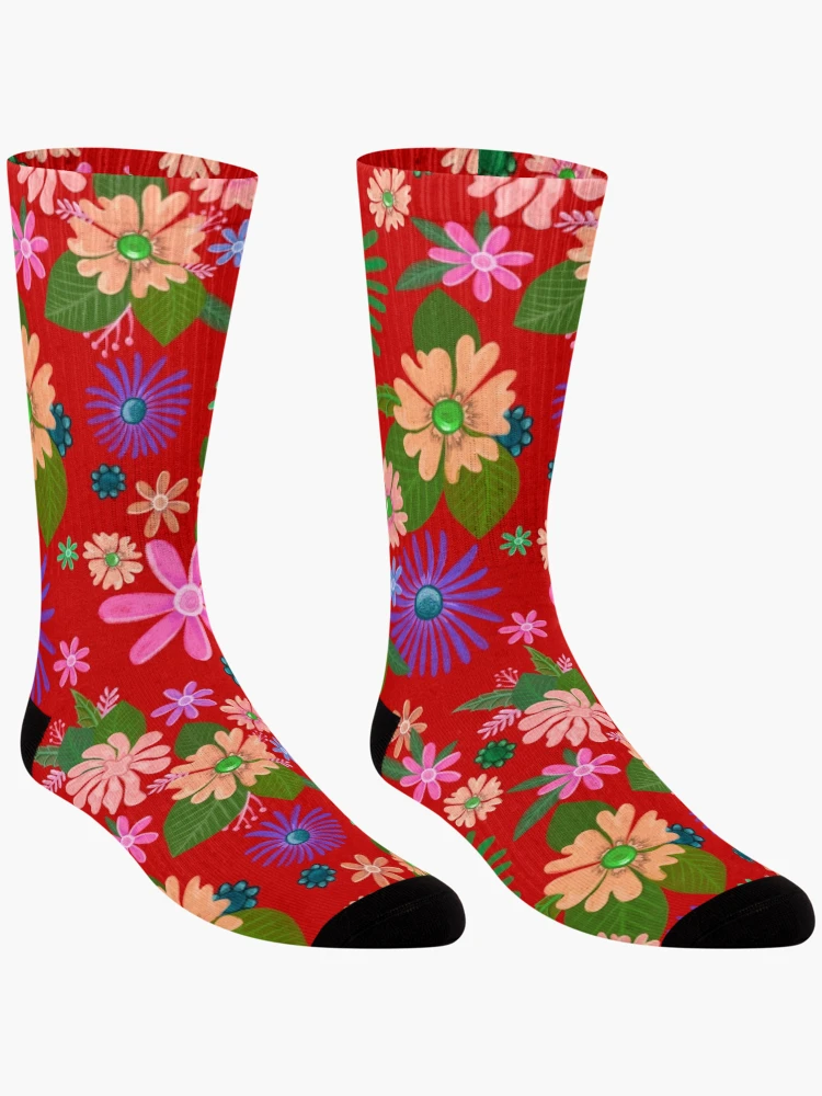 Thumbnail 3 of 5, Socks, Springtime Daisy Pattern designed and sold by Squarebird.