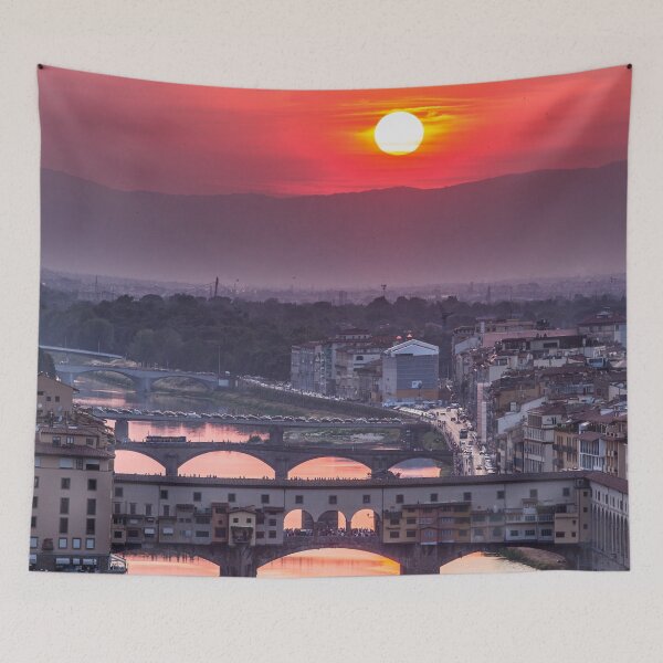 Item preview, Sunset view of bridge Ponte Vecchio. Florence, Italy designed and sold by TravelDrone.
