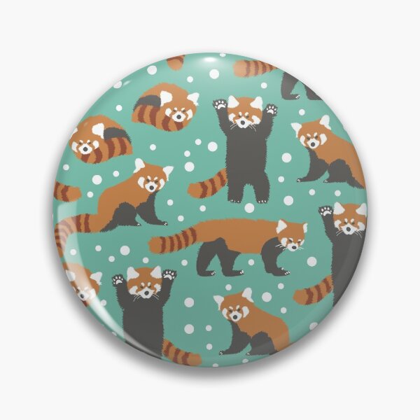 Item preview, Cute red panda pattern with white dots and turquoise background designed and sold by CiniArt.