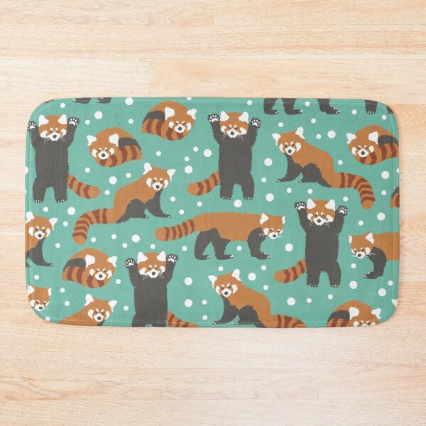 Item preview, Cute red panda pattern with white dots and turquoise background designed and sold by CiniArt.