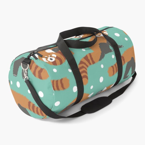 Item preview, Cute red panda pattern with white dots and turquoise background designed and sold by CiniArt.