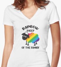 Rainbow Sheep Of The Family LGBT Pride Women's Fitted V-Neck T-Shirt