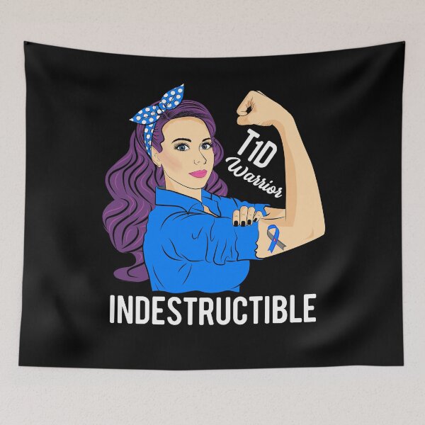 Item preview, T1D Type 1 Diabetes Warrior Indestructible designed and sold by ZNOVANNA.