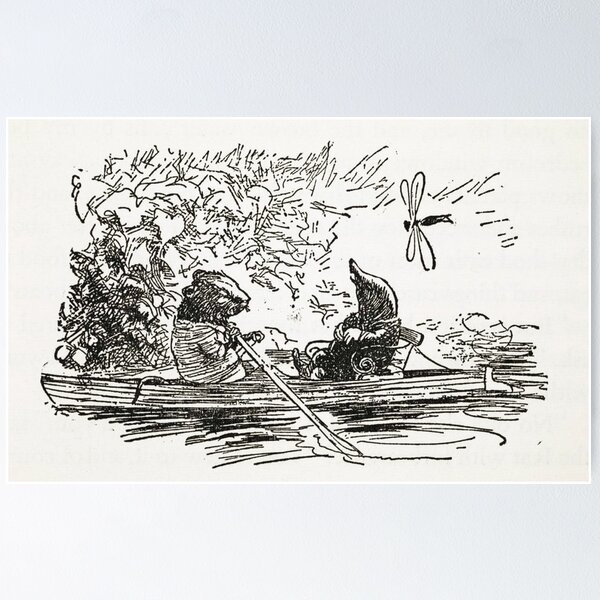 Ratty and Mole boating Wind in the Willows illustration - Arthur Rackham Poster