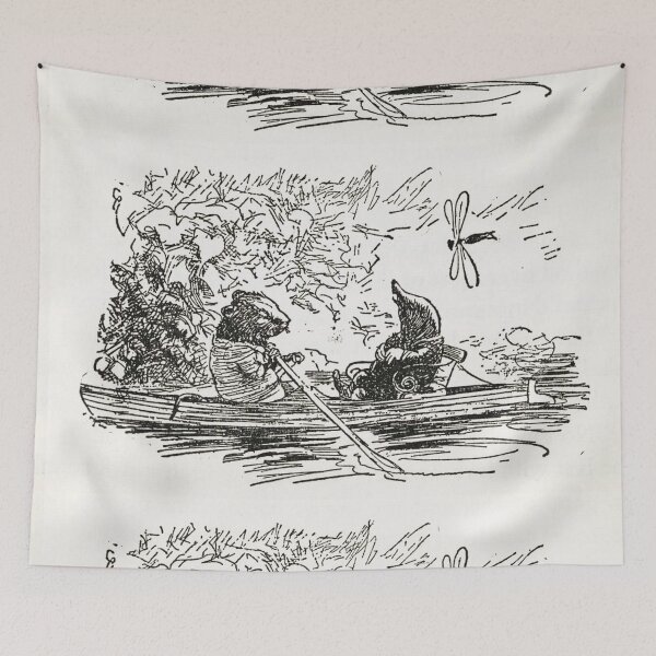Item preview, Ratty and Mole boating Wind in the Willows illustration - Arthur Rackham designed and sold by Vintage Designs +.