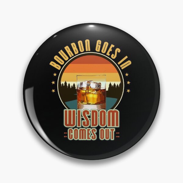 Item preview, Bourbon Goes In Wisdom Comes Out, Sarcastic Whiskey Glass Retro Background Trees & Stars For Him designed and sold by StaticTee.