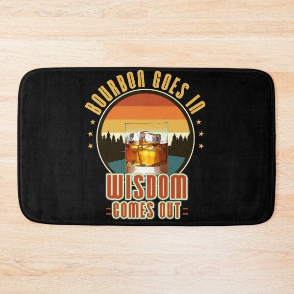 Item preview, Bourbon Goes In Wisdom Comes Out, Sarcastic Whiskey Glass Retro Background Trees & Stars For Him designed and sold by StaticTee.