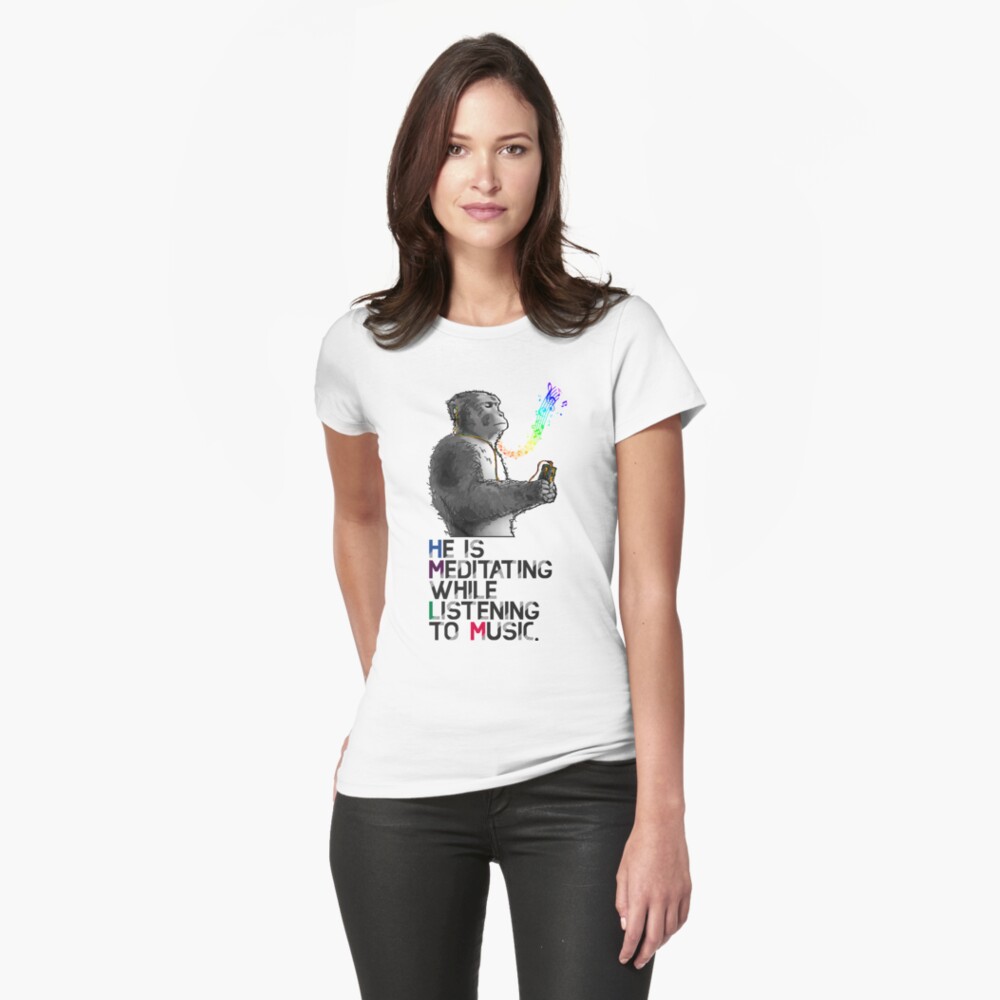 A monkey is meditating while listening to music. | Essential T-Shirt