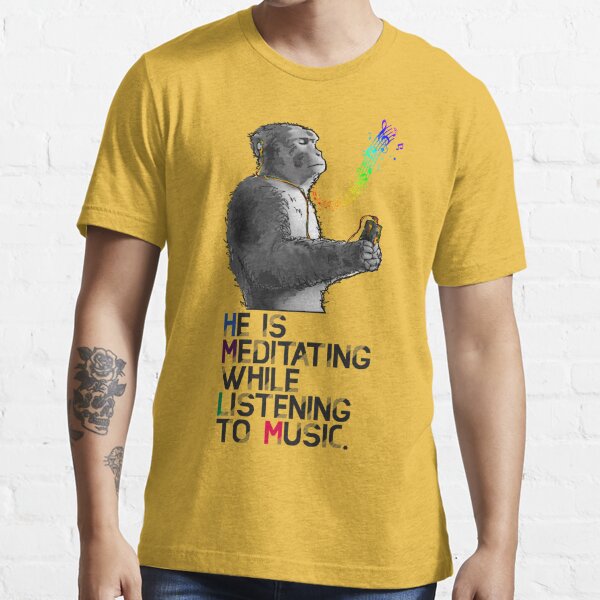 A monkey is meditating while listening to music. | Essential T-Shirt