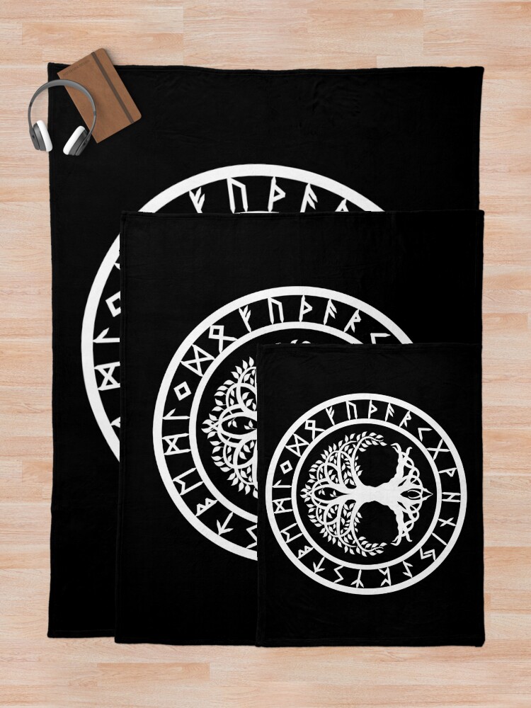 Alternate view of Yggdrasil | Rune Circle (Variant II) Throw Blanket