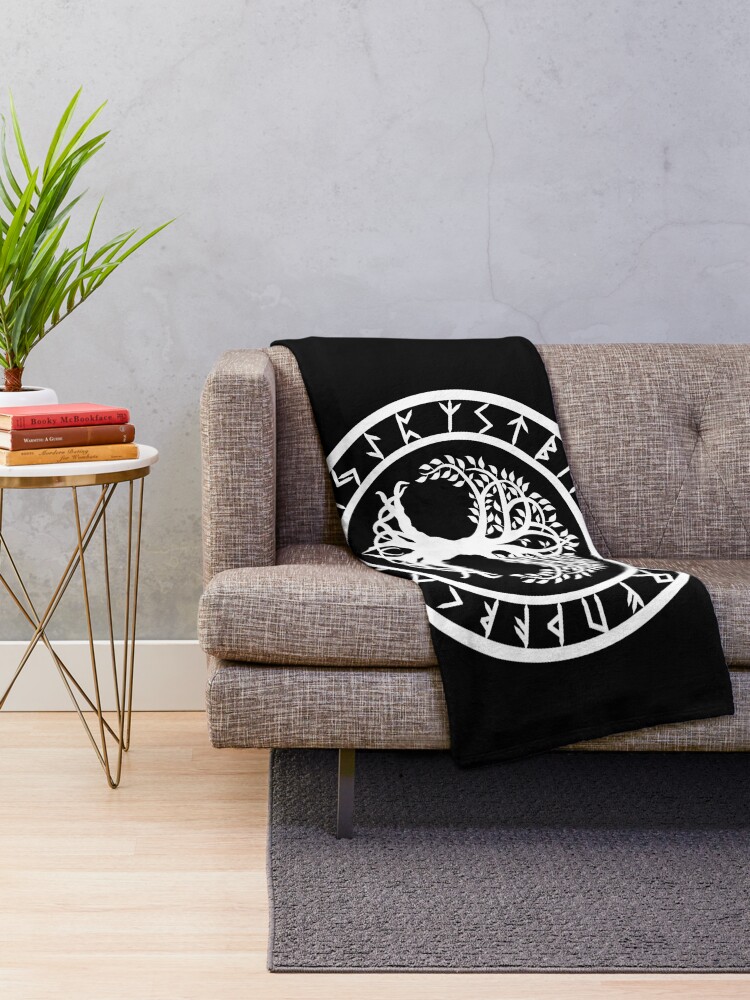 Alternate view of Yggdrasil | Rune Circle (Variant II) Throw Blanket